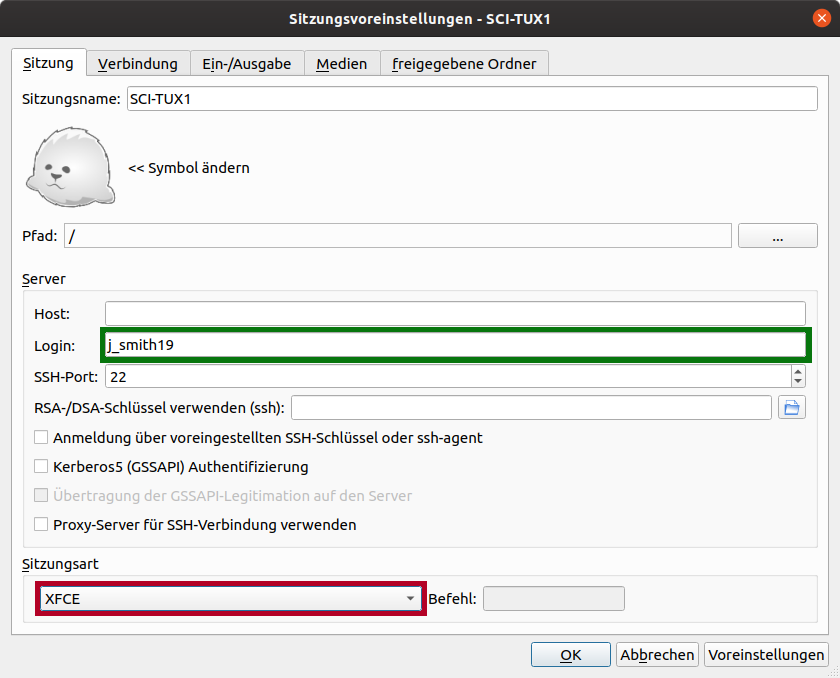 Anmeldemaske ausgefüllt
